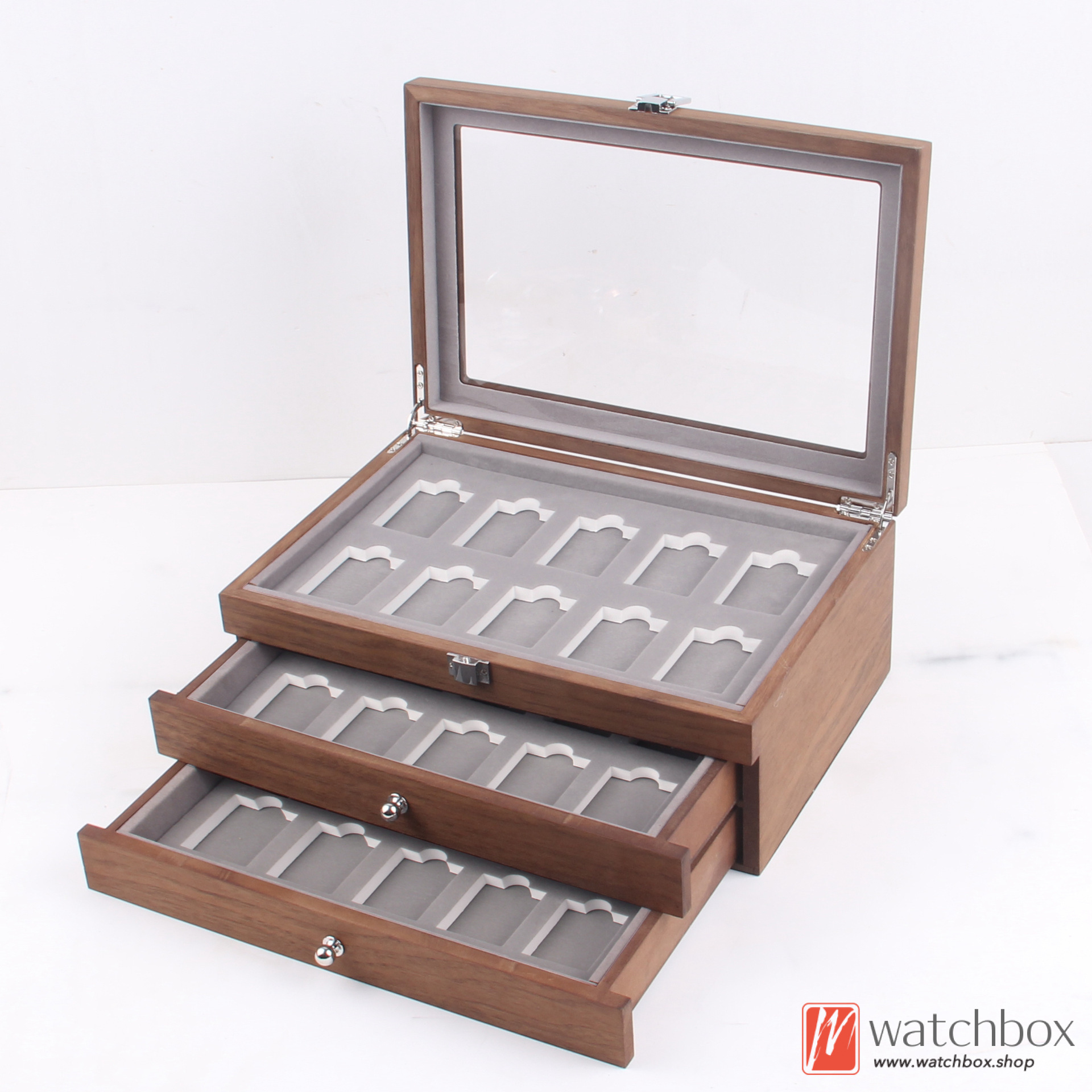 30 Grids Wooden Lighter Collect Organizer Display Storage Box Collection Gift Box