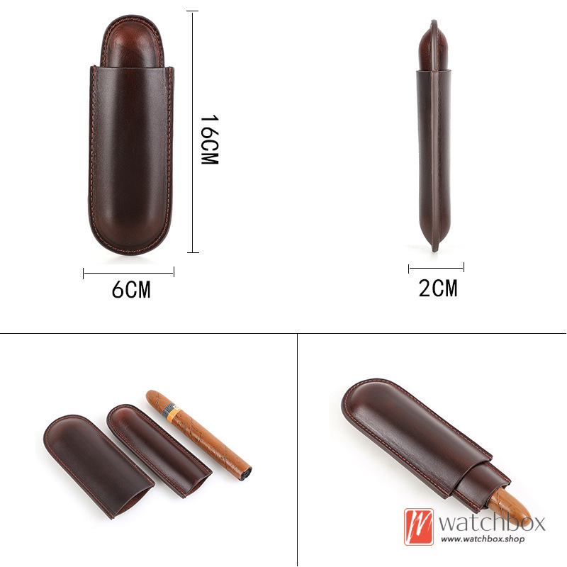 Portable Single Genuine Leather Cigar Humidor Case Box