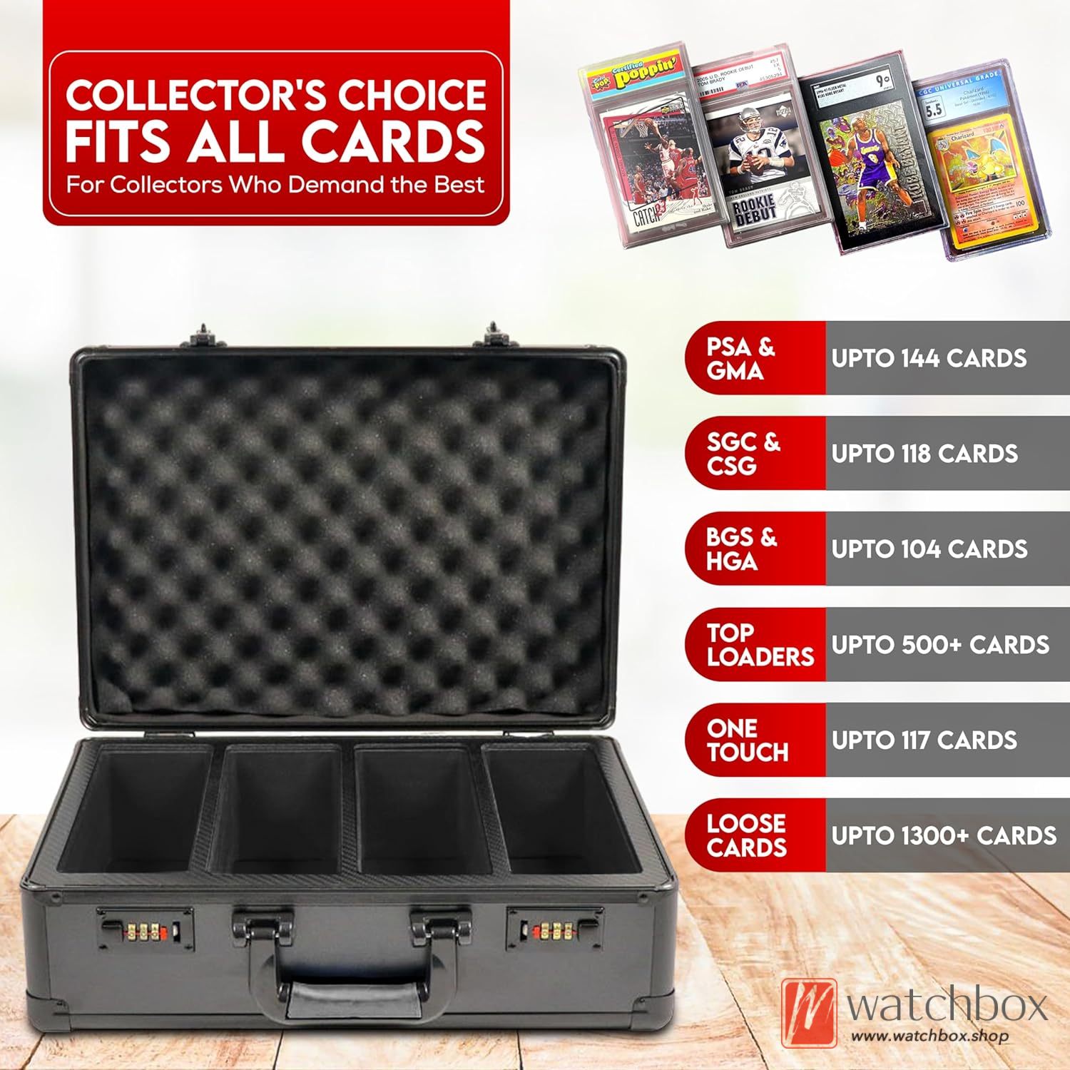 3/4/5 Row Slab Case Graded Card Aluminum alloy Storage Box Suitcase, Holds 100+ Card Slabs, Fits PSA, CSG, BGS, SGC, Magnetic Card Holder