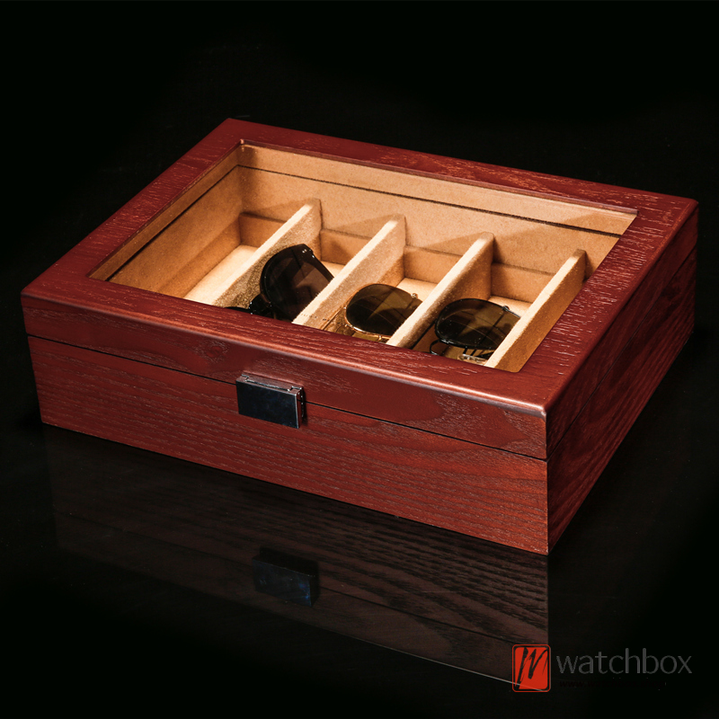 Quality Ash Wood Sunglasses Jewelry Case Storage Organizer Display Box
