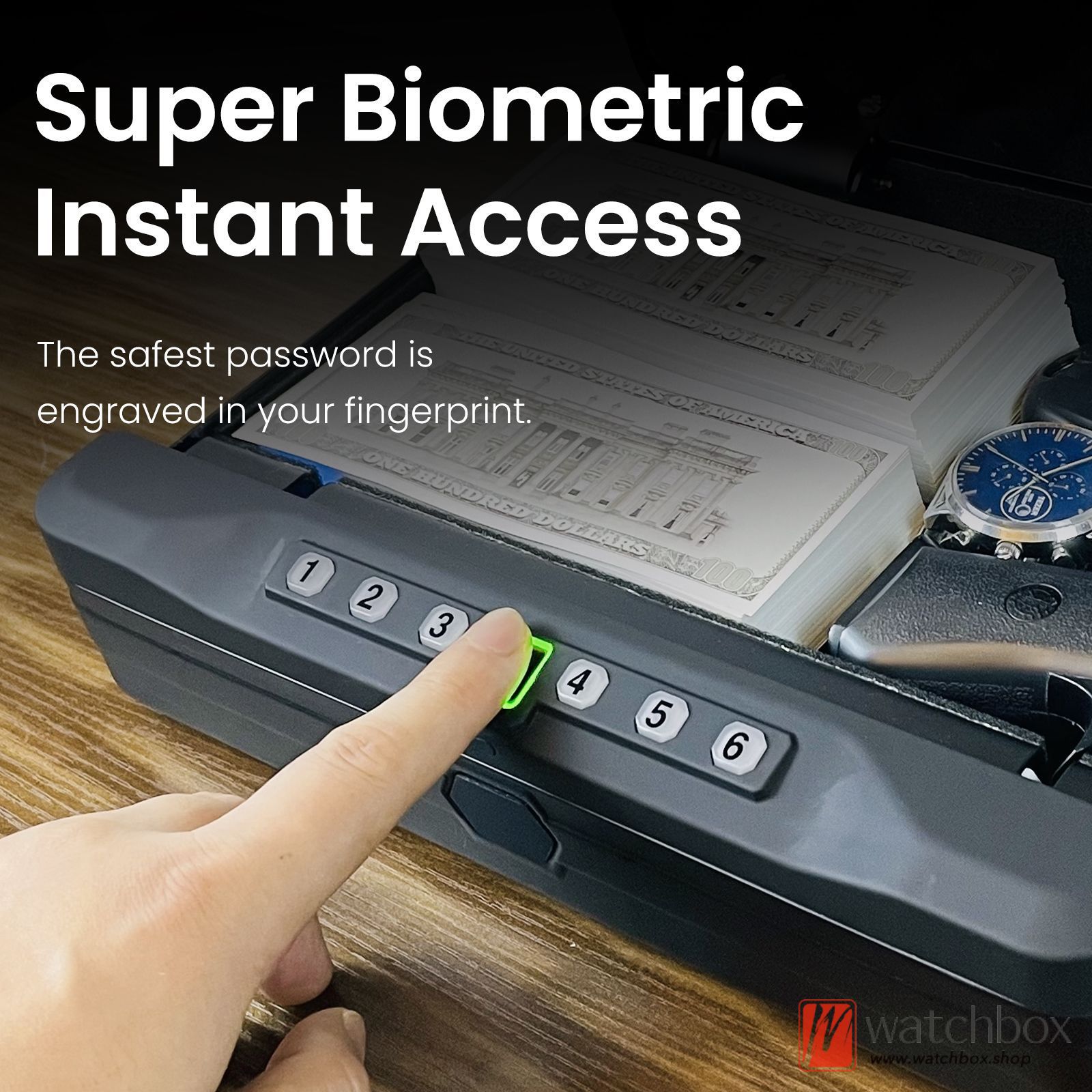 Fingerprint Lock Password Key Biometric Handgun Safe Box Pistol Safe Small Safe Box for Car Bedside Nightstand