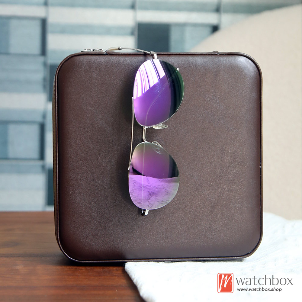 Portable Zip PU Leather Sunglasses Case Eyewear Jewelry Storage Travel Box