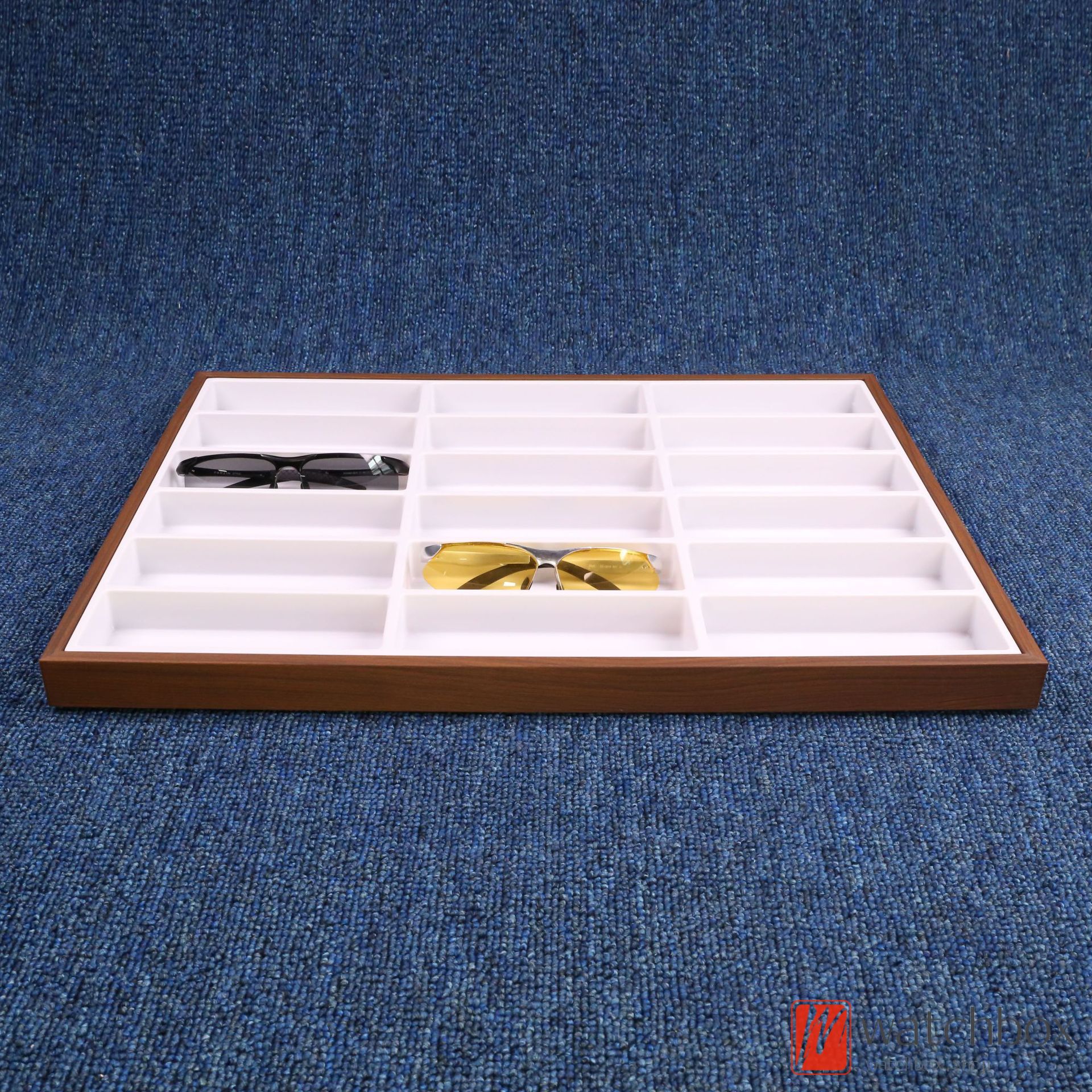 Black Walnut Grain Wood Sunglasses Organizer Box Eyewear Storage Shop Counter Display Tray