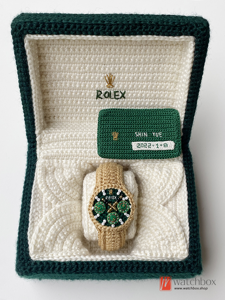 High-end Customization Handmade Wool Knitted Classic Green Brand Watch Handicrafts Gift Creative Special Birthday Present