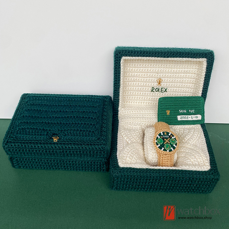 High-end Customization Handmade Wool Knitted Classic Green Brand Watch Handicrafts Gift Creative Special Birthday Present