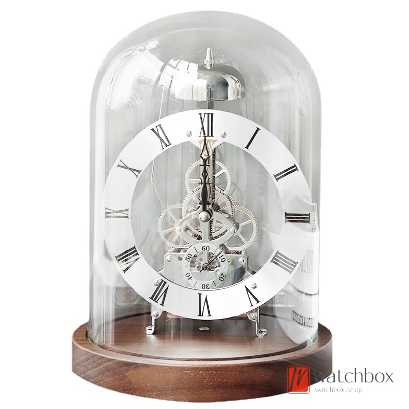 Vintage Luxury Table Clock Mantel Clock Metal Mechanical Movement Pendulum Clocks Home Decoration Desk Clock Watches Bedroom Voice Controlled Night Light Idea Gift