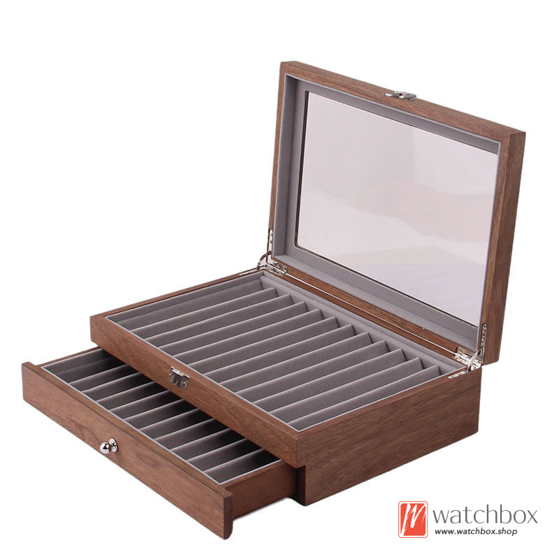 Quality Vintage Wood Pen Storage Case Box Multi-layer Drawer Display Box