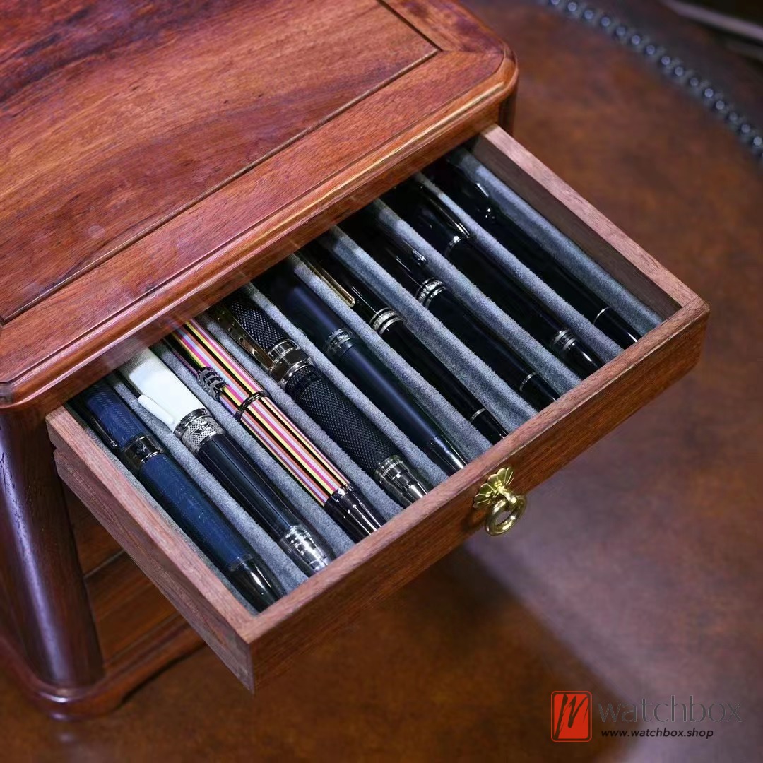 Top Grade Quality Burma Padauk Wood Multi-layer Drawer Jewelry Pen Case Storage Box Display Box