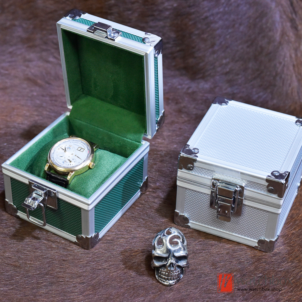 Portable Single Square Aluminum Alloy Watch Case Jewelry Storage Travel Box