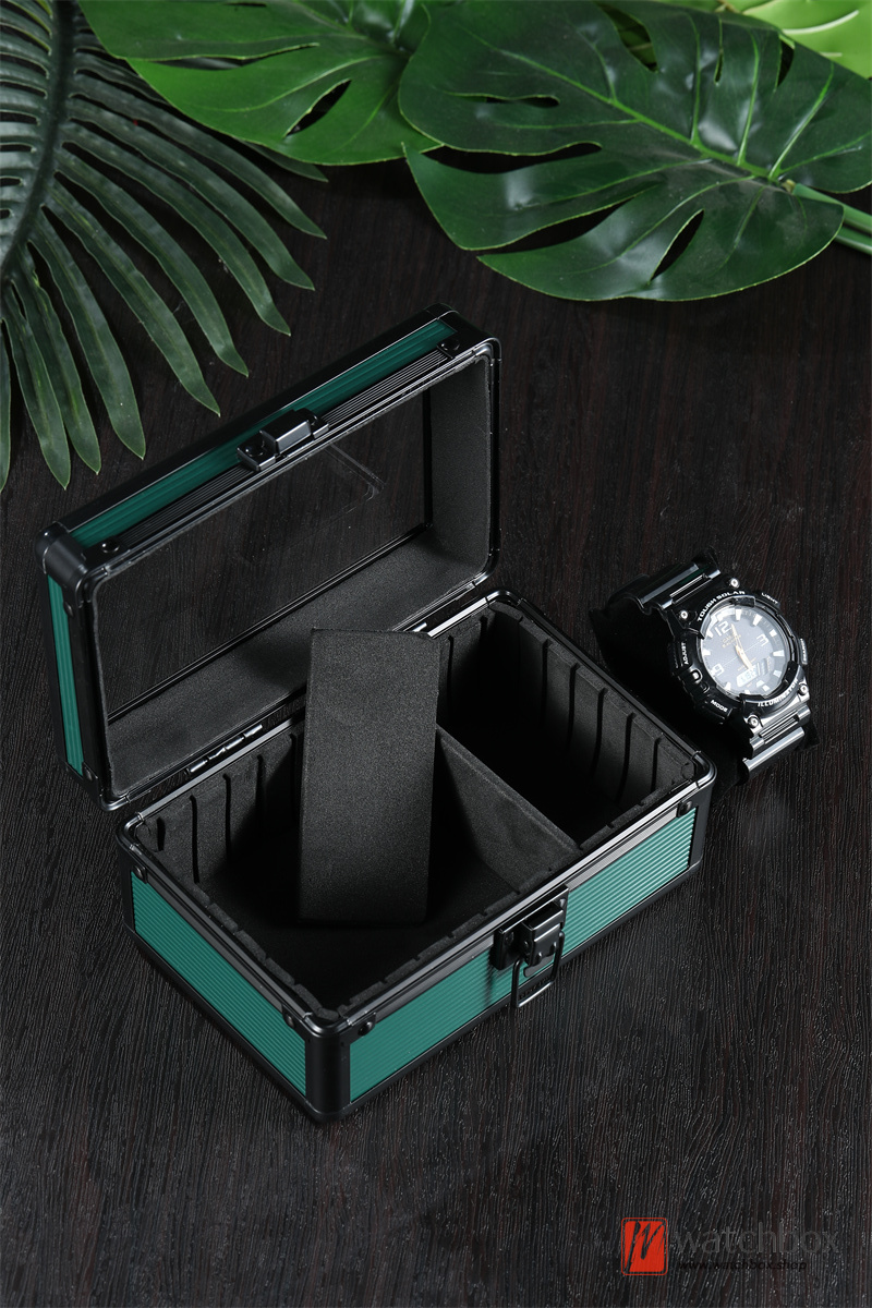 3 Grids Top Quality Aluminum Alloy Colors Travel Watch Jewelry Case Storage Organizer Glass Display Gift Box