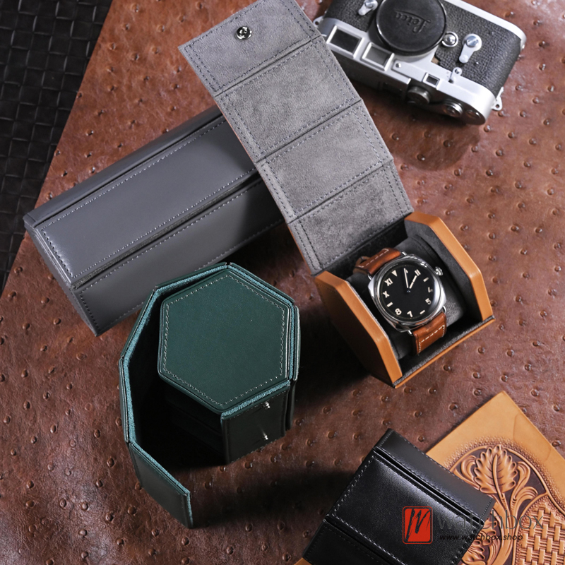Hexagon Leather Watch Case Organizer Storage Travel Box