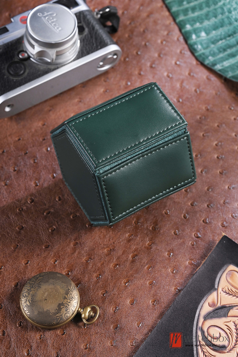 Hexagon Leather Watch Case Organizer Storage Travel Box