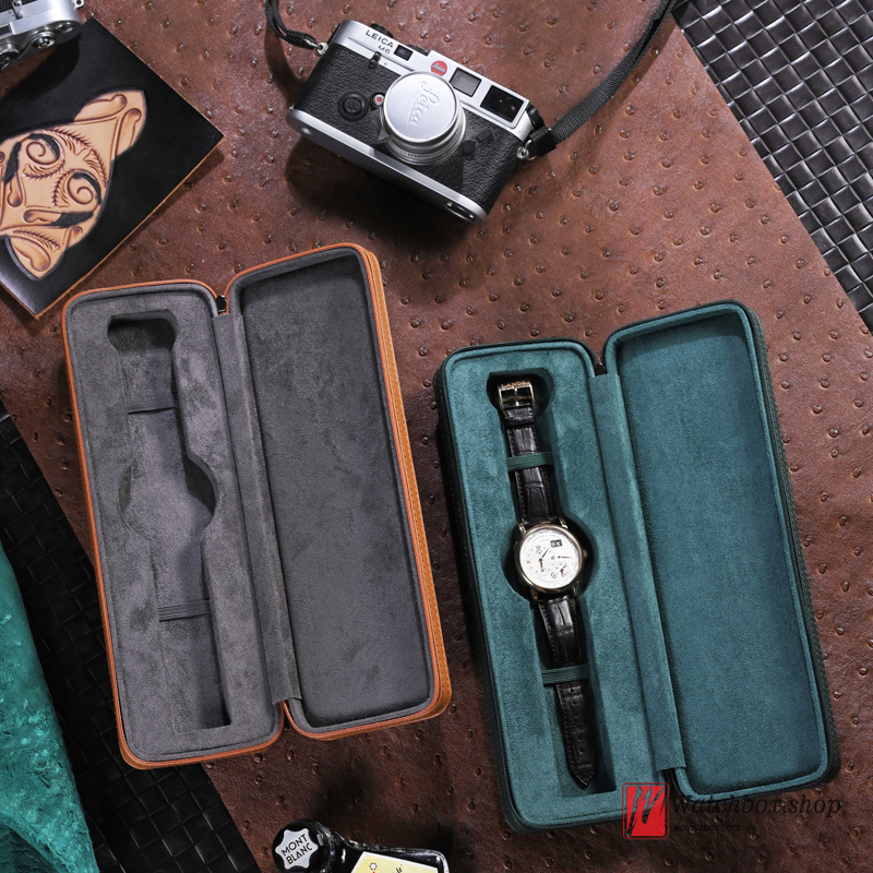 Single Leather Strap Mechanical Watch Case Storage Travel Leather Zipper Box Single Leather Strap Mechanical Watch Case Storage Travel Leather Zipper Box