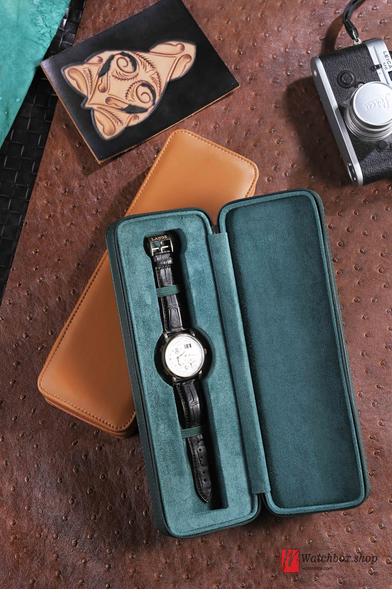 Single Leather Strap Mechanical Watch Case Storage Travel Leather Zipper Box