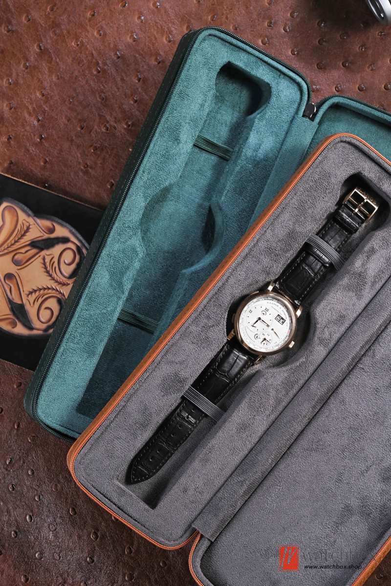 Single Leather Strap Mechanical Watch Case Storage Travel Leather Zipper Box