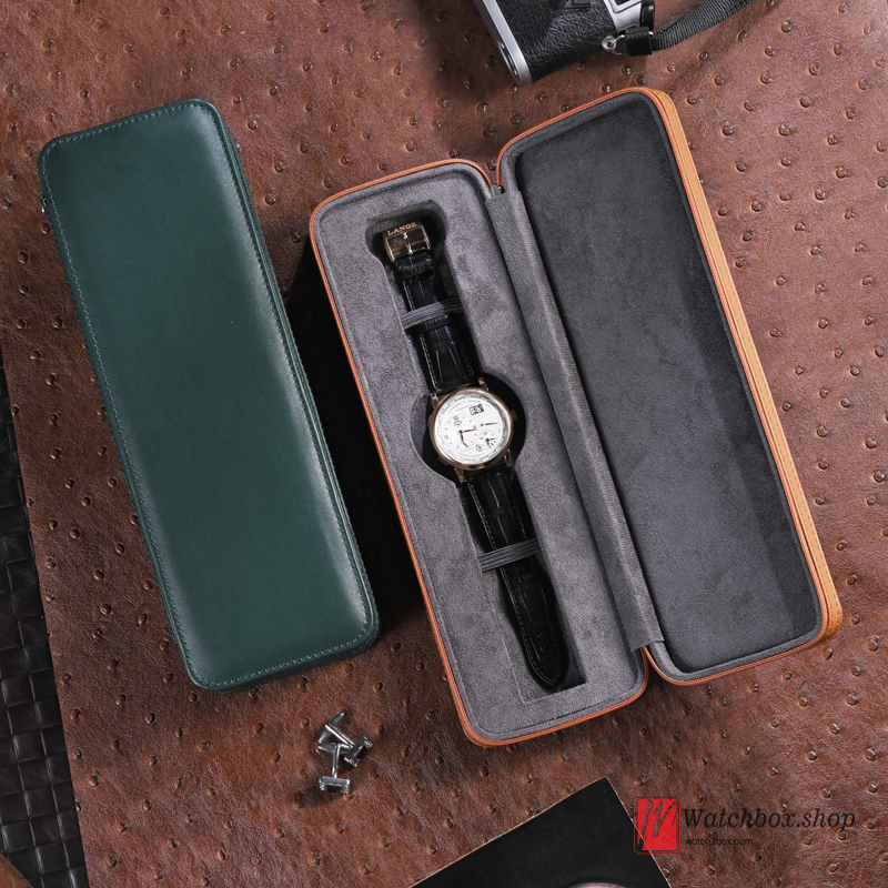 Single Leather Strap Mechanical Watch Case Storage Travel Leather Zipper Box