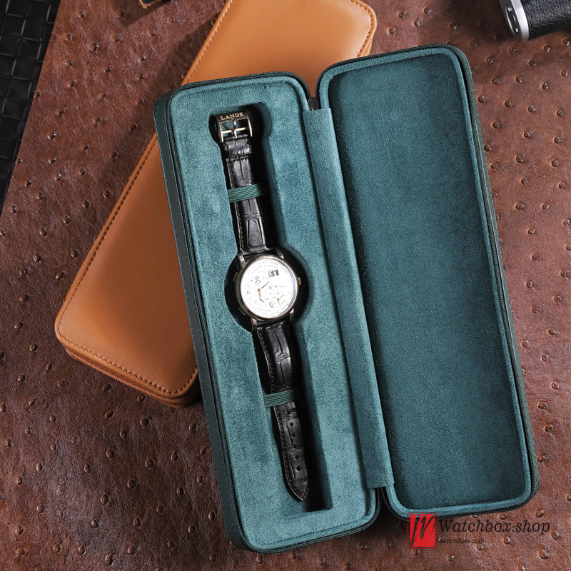 Single Leather Strap Mechanical Watch Case Storage Travel Leather Zipper Box