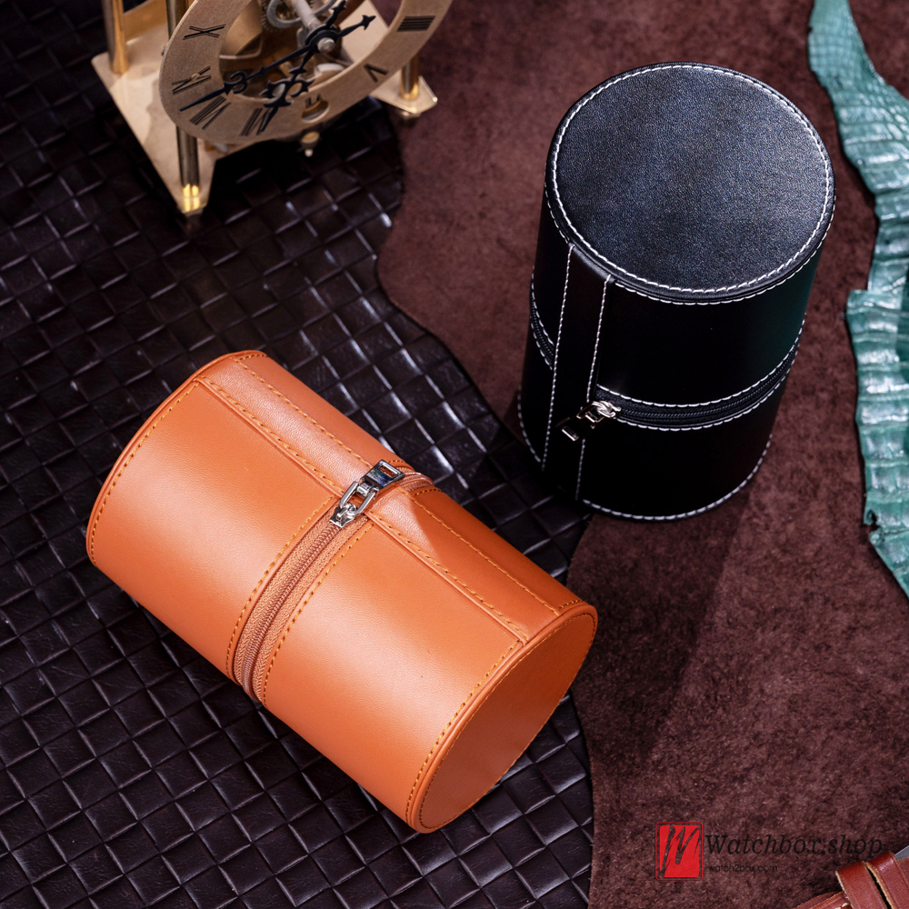 Single Round Zipper Leather Watch Case Storage Travel Box Single Round Zipper Leather Watch Case Storage Travel Box