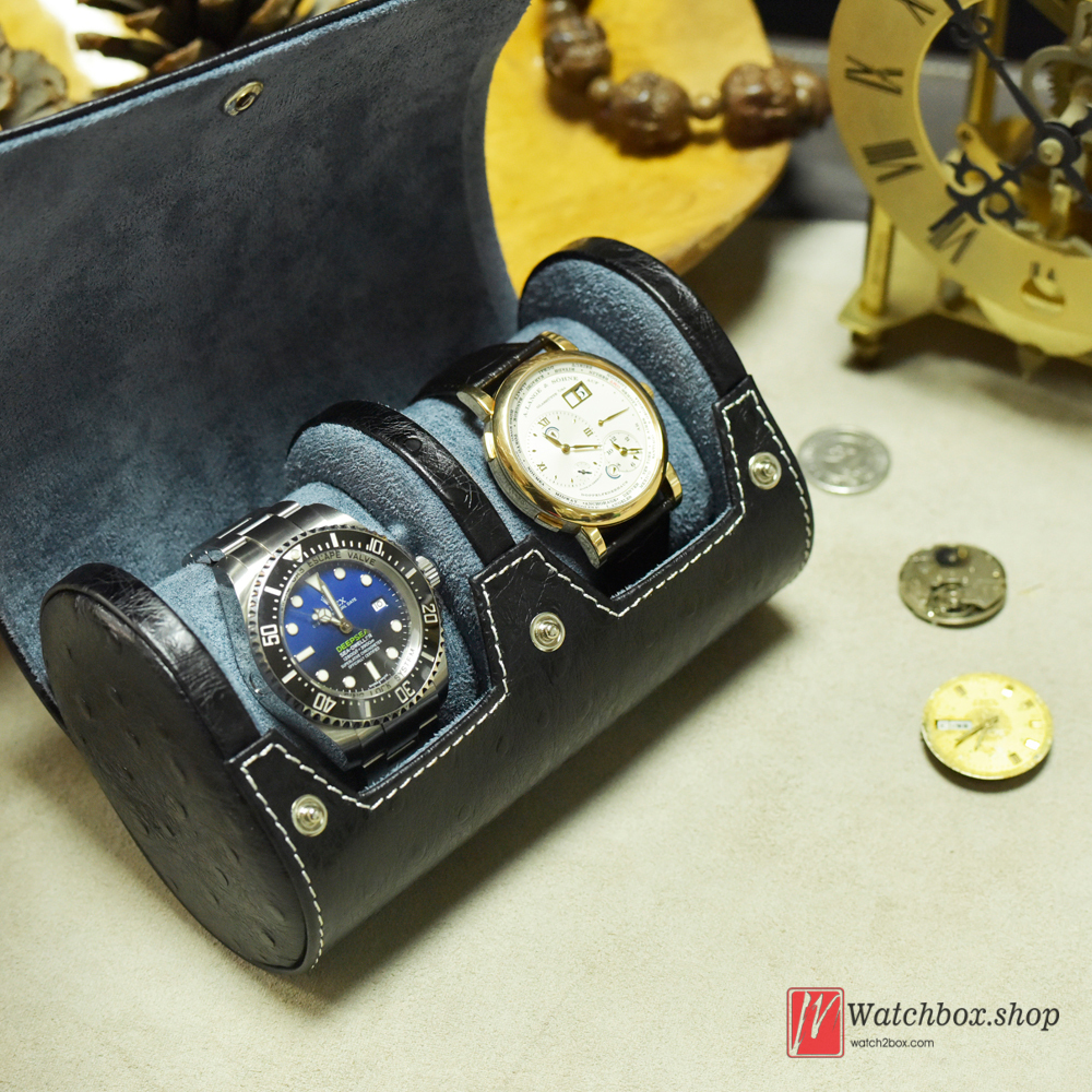 Superior Quality Pressed Ostrich Pattern Geunine Leather Watch Case Storage Travel Box Superior Quality Pressed Ostrich Pattern Geunine Leather Watch Case Storage Travel Box