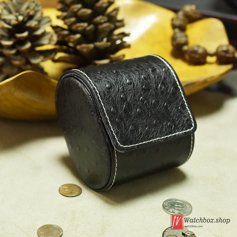 Superior Quality Pressed Ostrich Pattern Geunine Leather Watch Case Storage Travel Box Superior Quality Pressed Ostrich Pattern Geunine Leather Watch Case Storage Travel Box