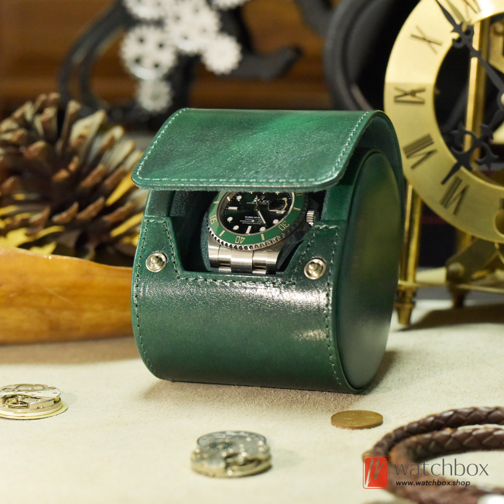 Vintage Handmade Genuine Cow Leather Watch Case Storage Travel Box