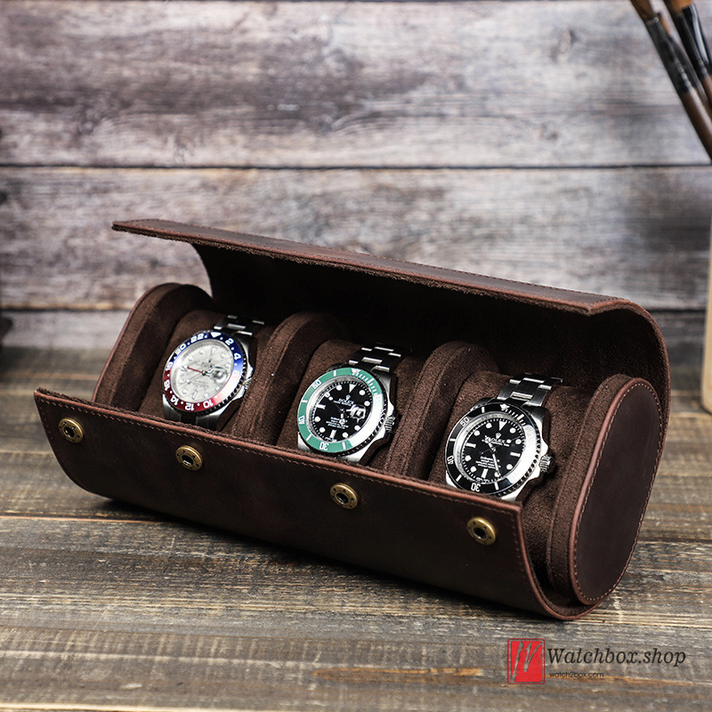 2 Slot Watch Roll Travel Case Portable Leather Display Watch Jewelry  Storage Box