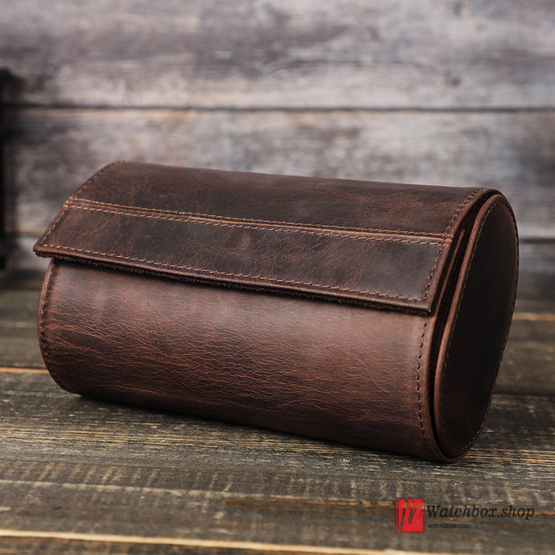 Vintage 2 Slots Outdoor Travel Crazy Horse Cowhide Leather Watch Jewelry Case Storage Organizer Gift Box Vintage 2 Slots Outdoor Travel Crazy Horse Cowhide Leather Watch Jewelry Case Storage Organizer Gift Box
