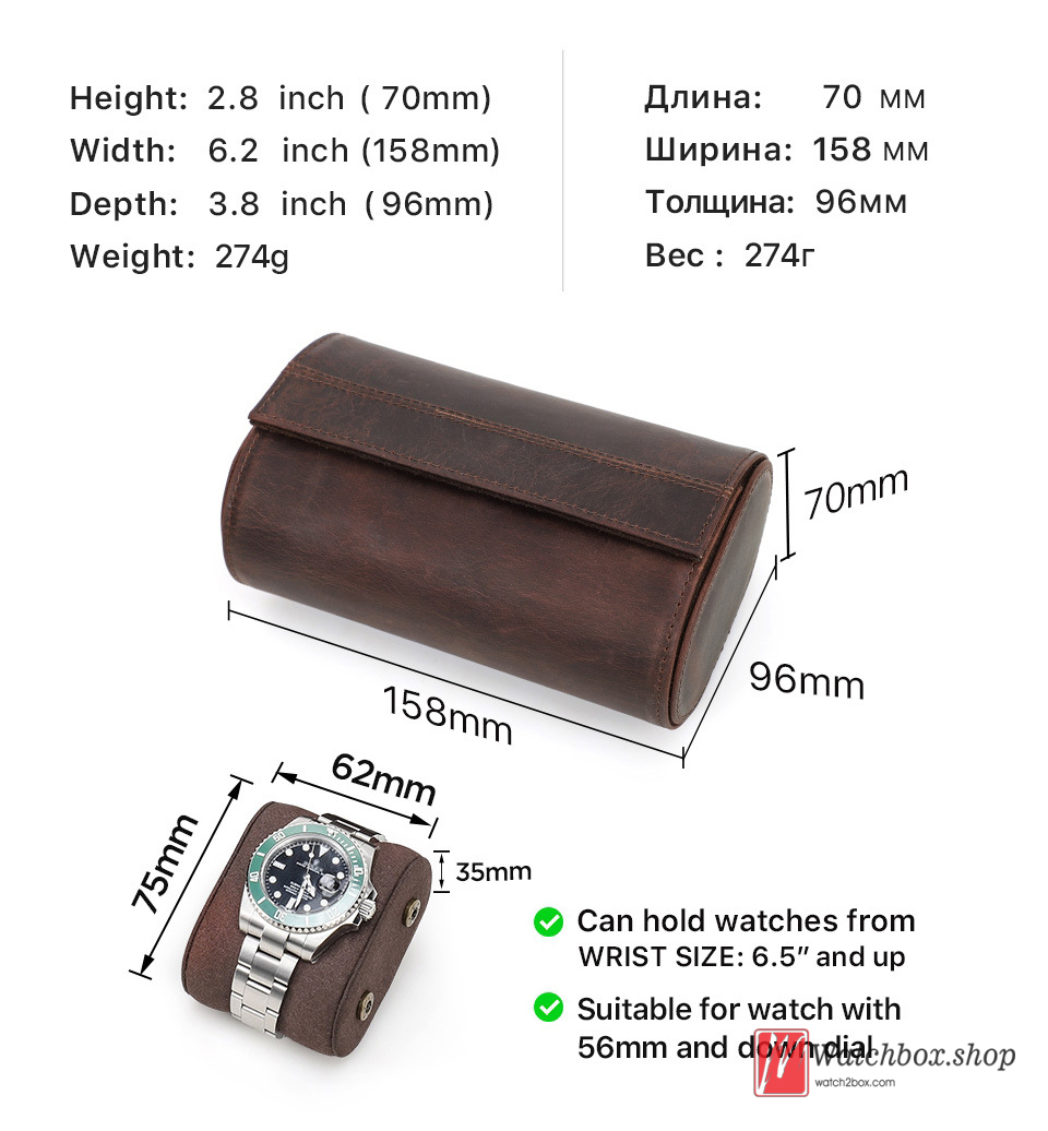 Vintage 2 Slots Outdoor Travel Crazy Horse Cowhide Leather Watch Jewelry Case Storage Organizer Gift Box Vintage 2 Slots Outdoor Travel Crazy Horse Cowhide Leather Watch Jewelry Case Storage Organizer Gift Box
