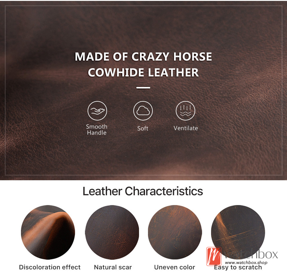 Vintage Single Crazy Horse Cowhide Leather Watch Jewelry Case Storage Organizer Gift Outdoor Travel Box
