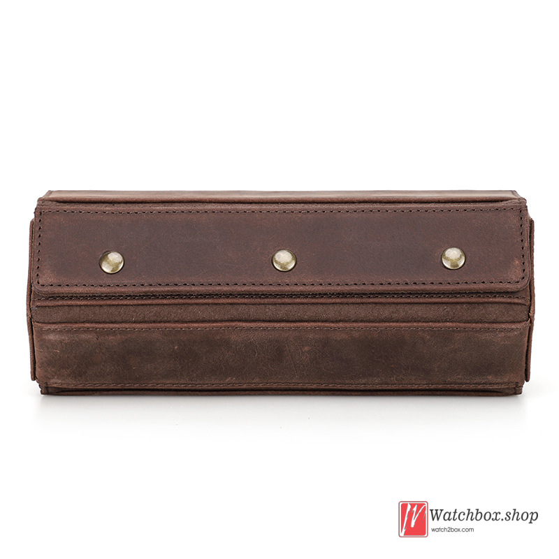 Vintage Diamond Crazy Horse Cowhide Leather 3 Pieces Watch Jewelry Case Storage Outdoor Travel Gift Box Vintage Diamond Crazy Horse Cowhide Leather 3 Pieces Watch Jewelry Case Storage Outdoor Travel Gift Box