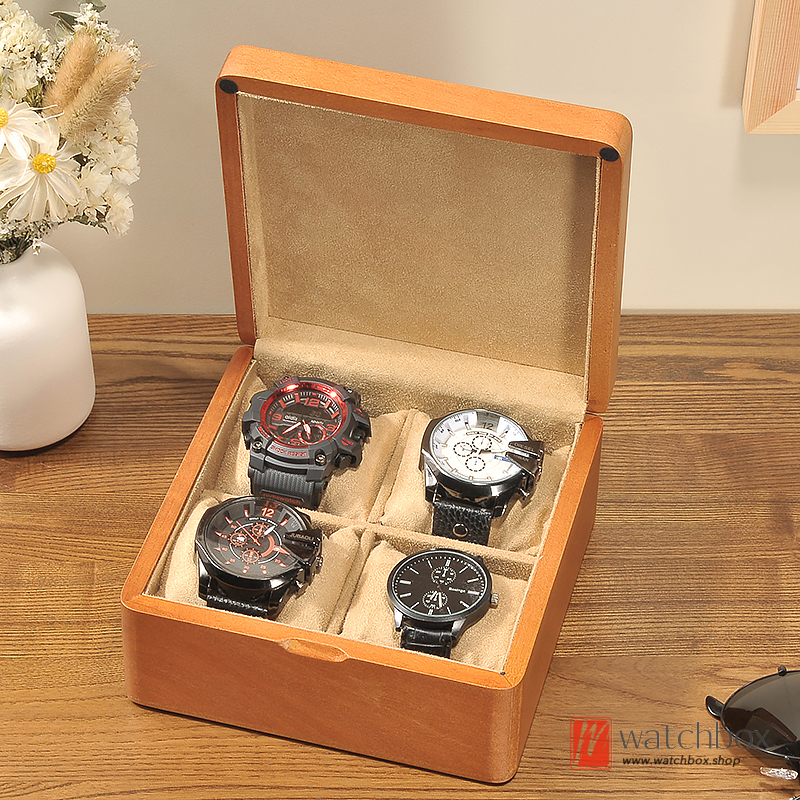 Retro 6 Grids Mahogany Solid Wood Square Watch Jewelry Case Storage Organizer Box