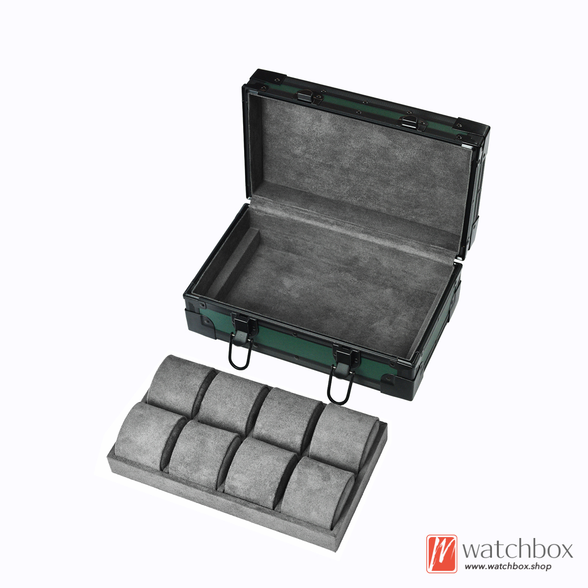 8 Grids High End Aluminum Alloy Leather Watch Jewelry Case Storage Organizer Display Box Home Decoration