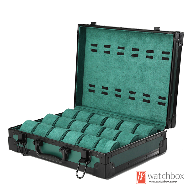 High End Aluminum Alloy Leather Watch Jewelry Case Storage Display Organizer Box Suitcase