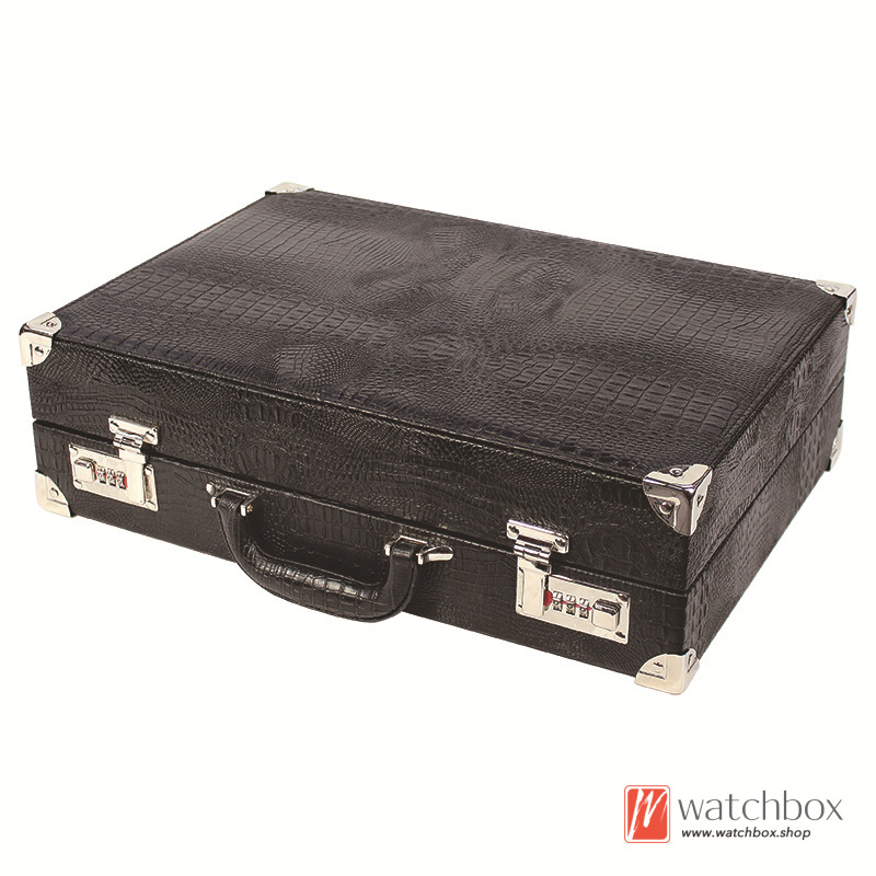 21+8 Superior Quality Alligator Texture PU Leather  Watch Jewelry Case Storage Box Password Suitcase