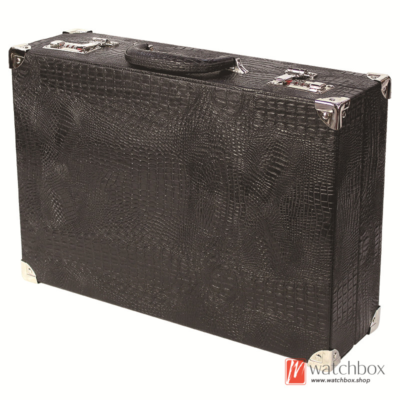 21+8 Superior Quality Alligator Texture PU Leather  Watch Jewelry Case Storage Box Password Suitcase