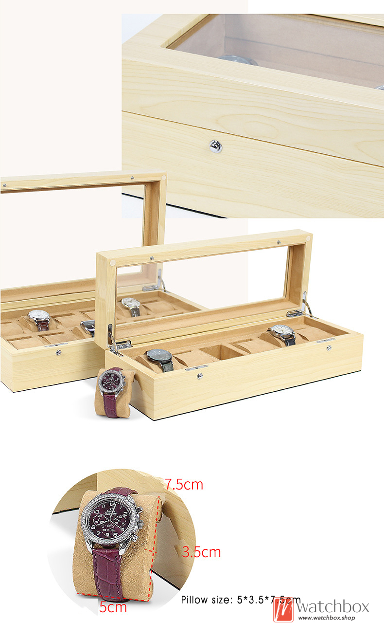 Quality Maple Wood Watch Jewelry Case Storage Display Organizer Box