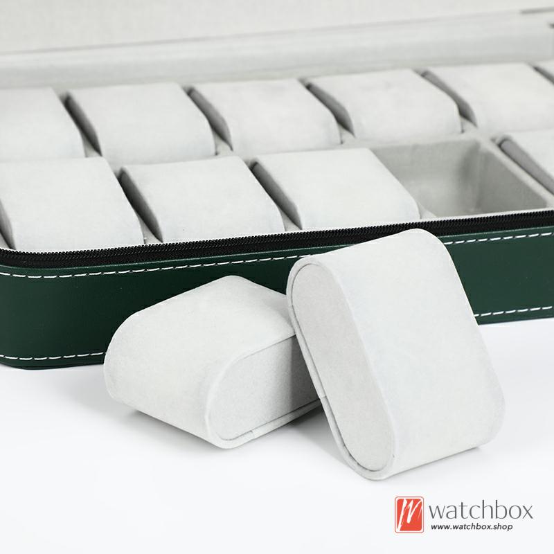 6/10/12 Grids PU Leather Watch Case Storage Box Portable Travel Zipper Box