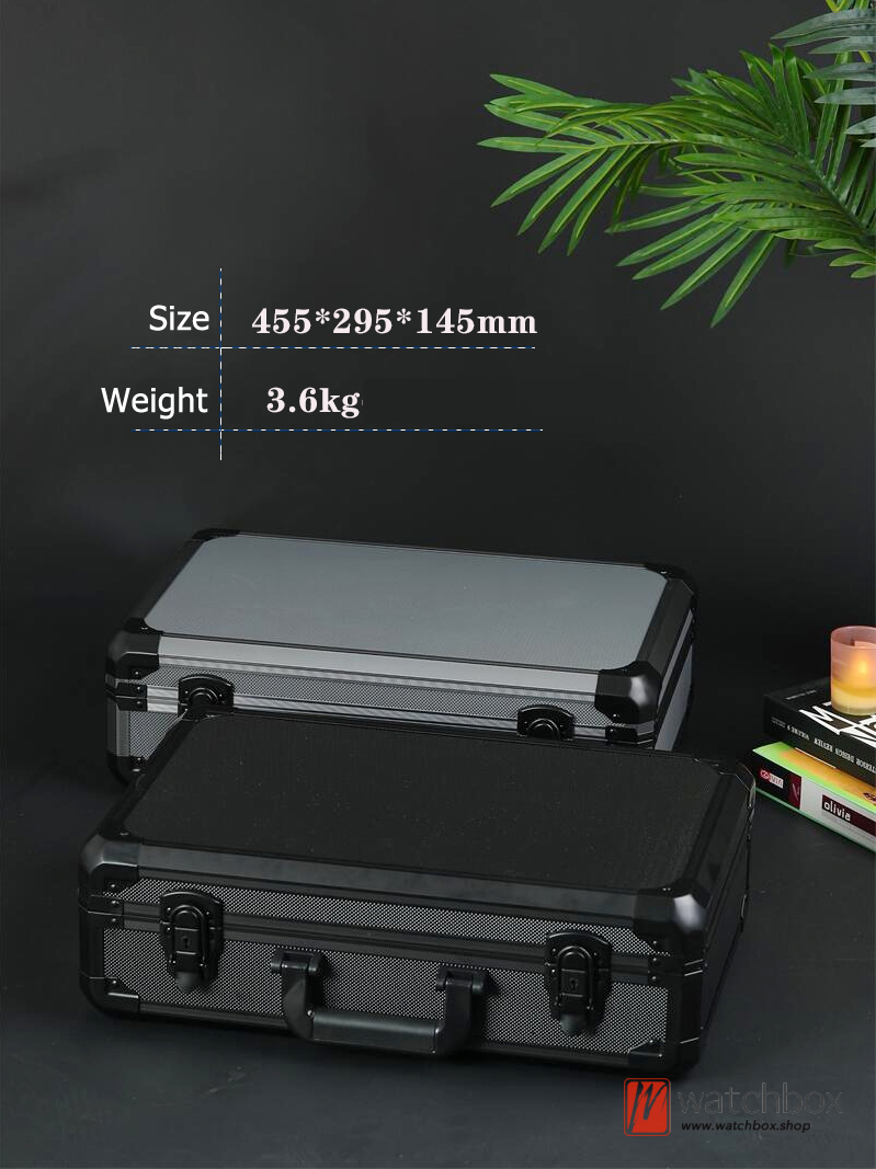21 Grids Portable High Strength Aluminum Alloy Protection Shockproof Multifunctional Watch Jewelry Case Storage Box Suitcase With Lock
