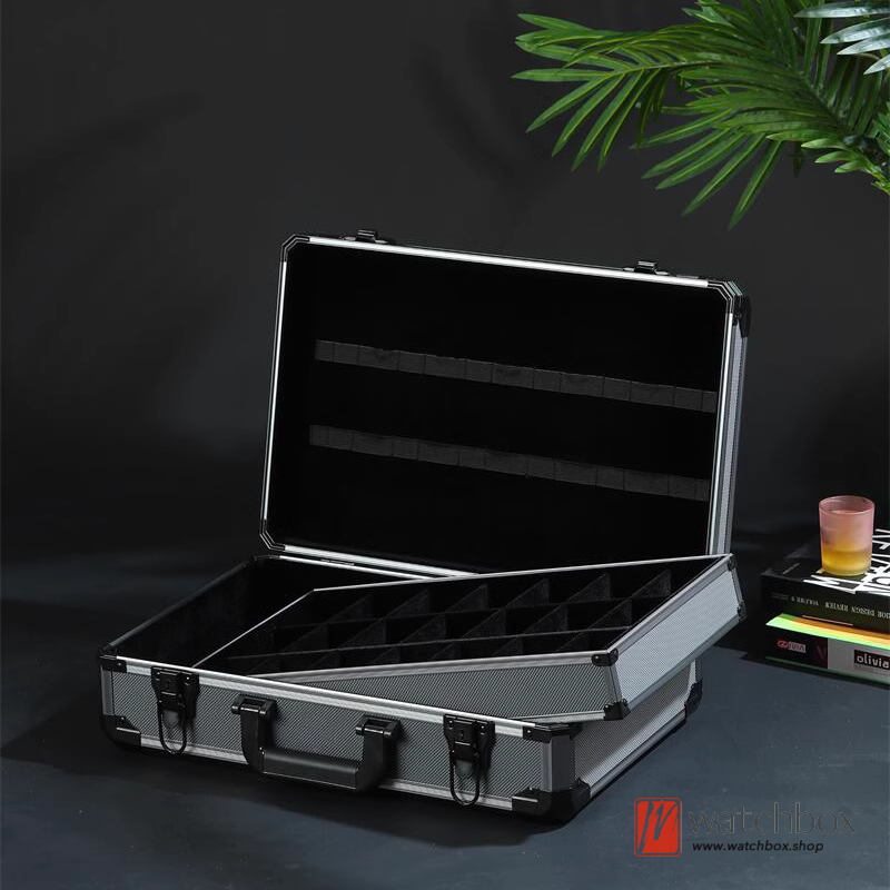 21 Grids Portable High Strength Aluminum Alloy Protection Shockproof Multifunctional Watch Jewelry Case Storage Box Suitcase With Lock