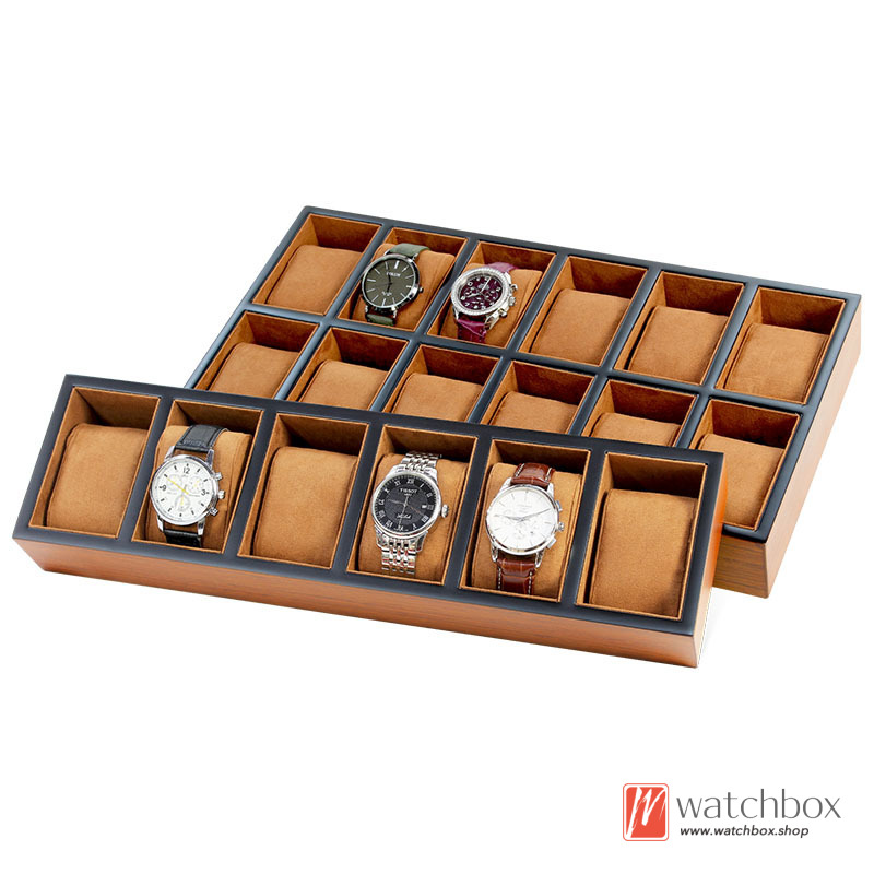 6/12/18/30 Grids Wood Watch Jewelry Shop Case Storage Display Tray