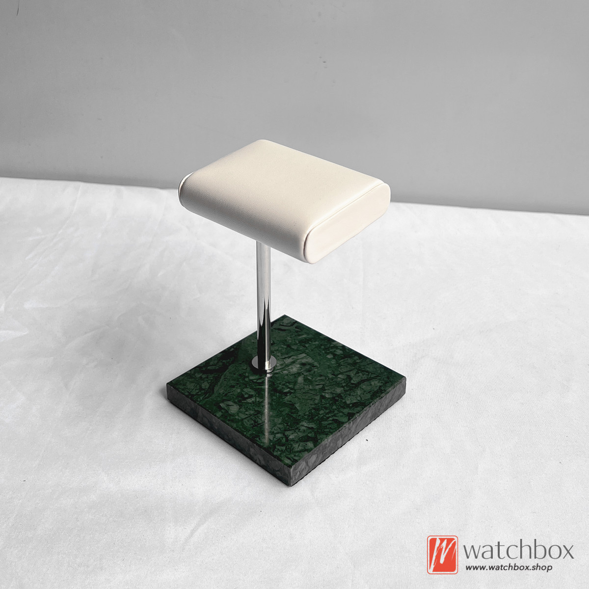 The Green Square Marble Base PU Leather Watch Jewelry Case Holder Counter Display Stand