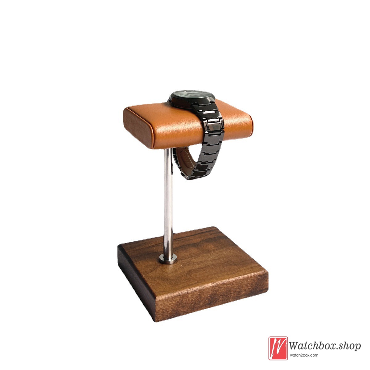 The Counter Walnut Wood Base PU Leather Watch Jewelry Case Display Stand Holder The Counter Walnut Wood Base PU Leather Watch Jewelry Case Display Stand Holder