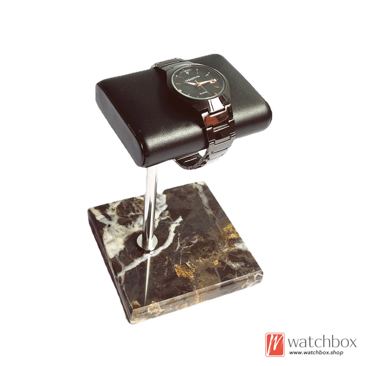 The Marble Base PU Leather Watch Bracelet Jewelry Case Holder Storage Counter Display Stand