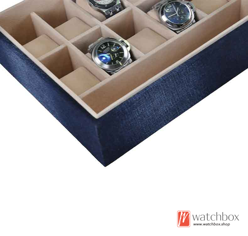 Wood Denim Watch Case Jewelry Organizer Storage Shope Counter Display Tray
