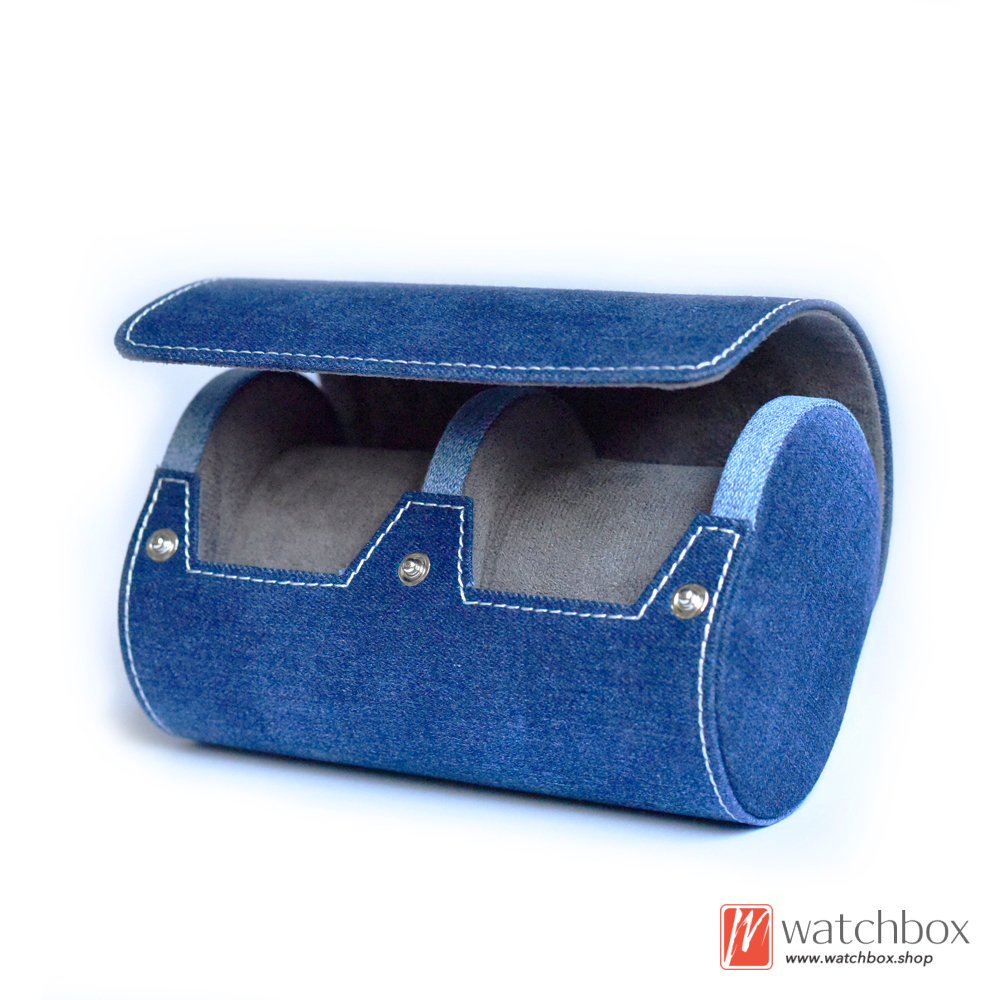 Blue Denim Outdoor Anti-drop Watch Jewelry Case Storage Portable Travel Box