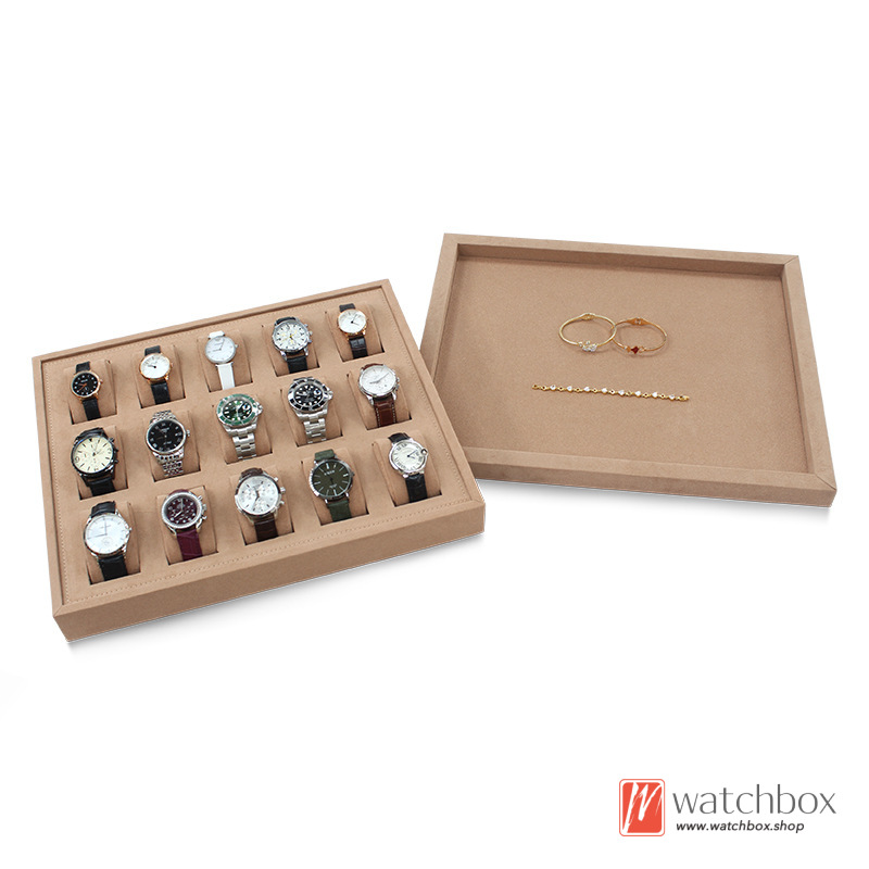 15-18-24 Grid High-grade Exquisite Flannel Watch Jewelry Case Storage Display Organizer Tray