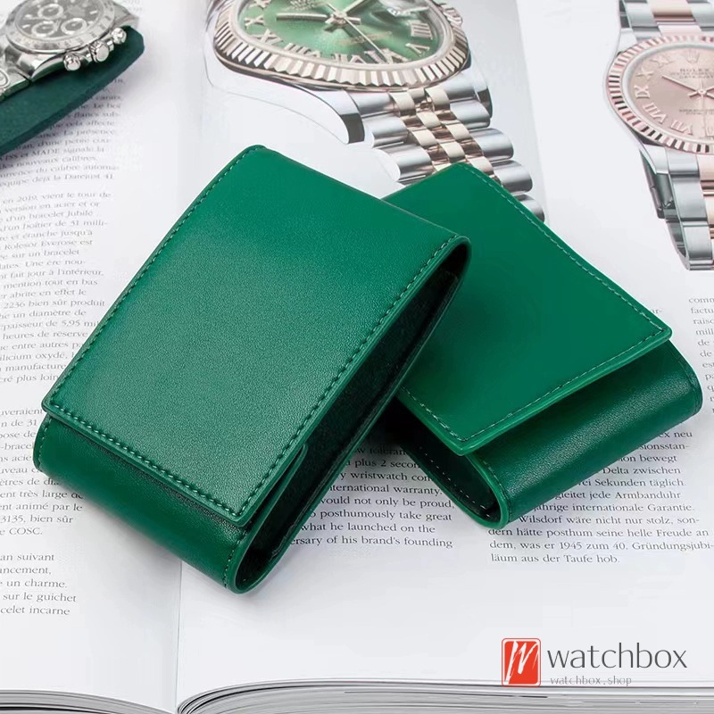 High Quality Portable Green PU Leather Travel Watch Case Pouch Storage Box For Brand Watch