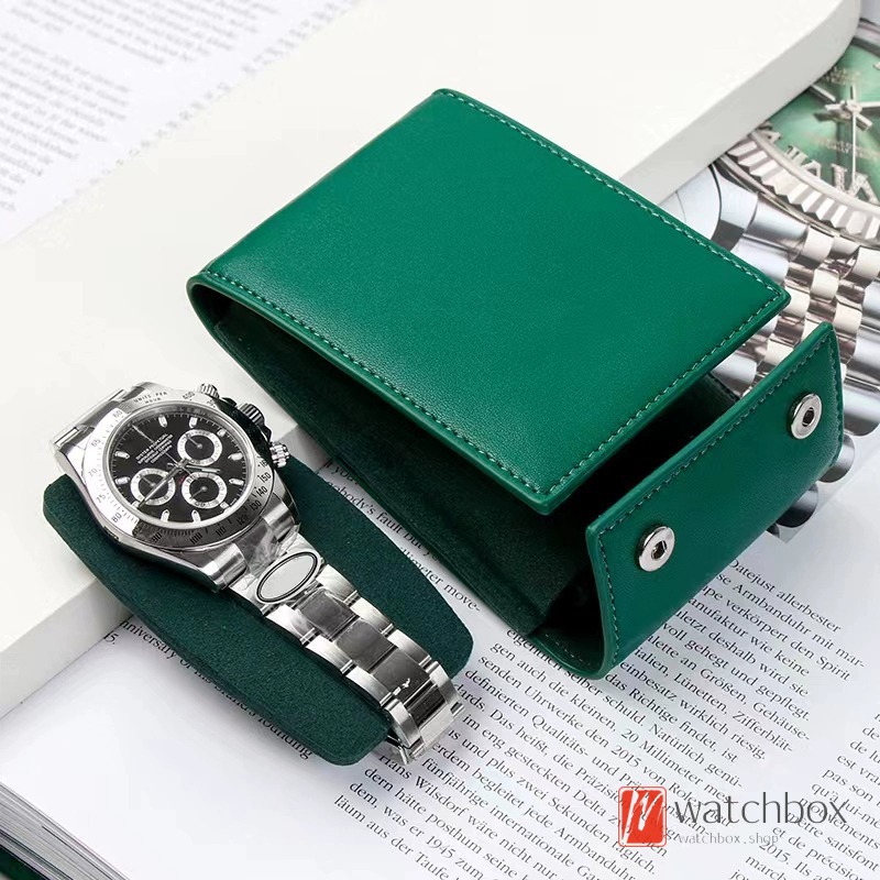High Quality Portable Green PU Leather Travel Watch Case Pouch Storage Box For Brand Watch