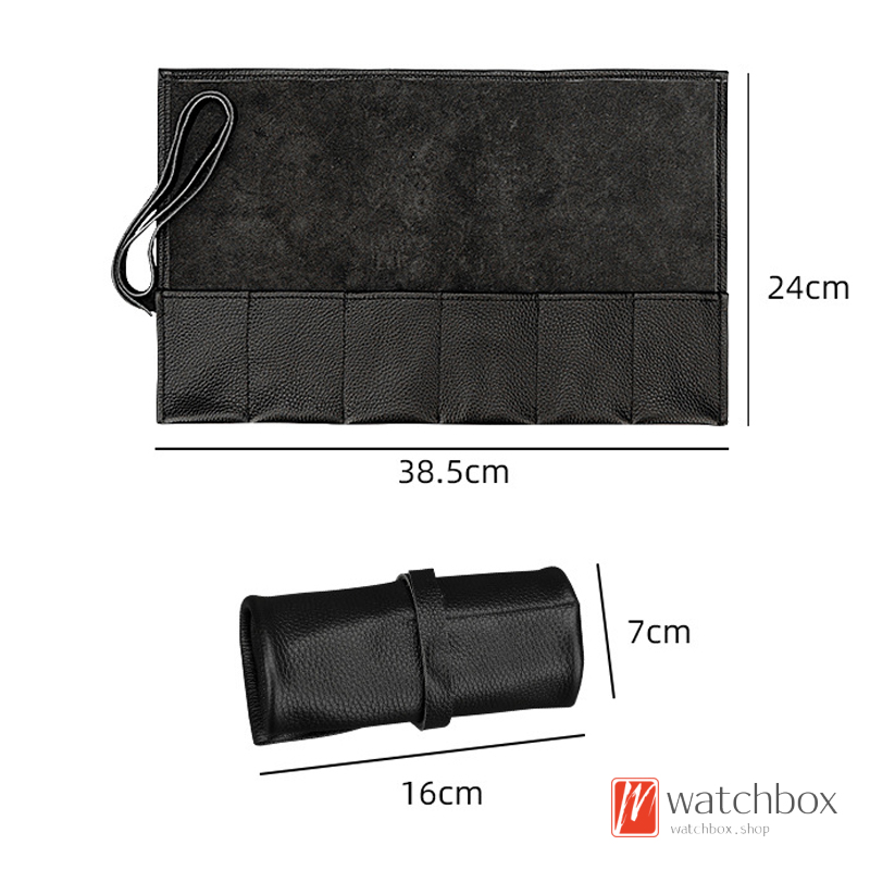 Leather Travel Watch Roll Watch Case Storage Organizer Pouch Display for 6 watches Gift Accessory for watch lovers