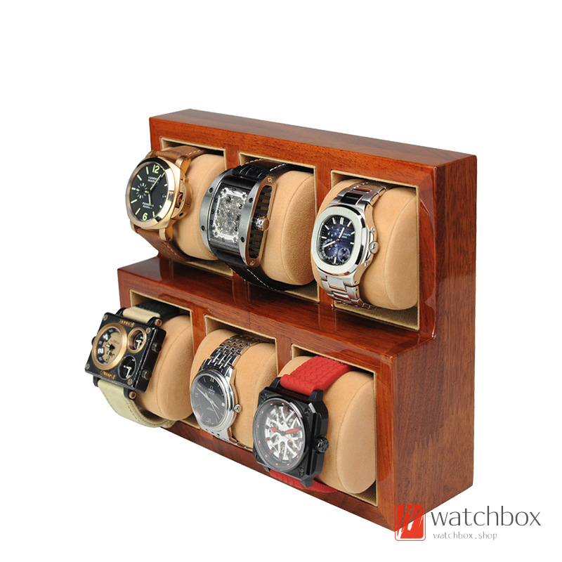 6 Grids High-end Luxury Rosewood Solid Wood Counter Shop Watch Case Jewelry Storage Box Display Organizer Tray